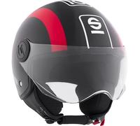 Sparco Casque de Moto Demi-Jet Rouge et Noir avec Coque en ABS Taille S