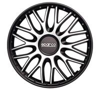 SPARCO Enjoliveurs 13'' pouces Cap De Roue Jeu Enjoliveur Auto argent noir SPC1396SVBK