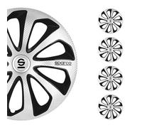 SPARCO Enjoliveurs 14'' pouces Cap De Roue Jeu Enjoliveur Auto carbone noir argent SPC1475SVBKC