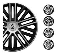 Sparco Enjoliveurs Bergamo – 14 pouces – Noir/Argent – Set de 4 pièces