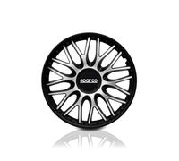 SPARCO Enjoliveurs 14'' pouces Cap De Roue Jeu Enjoliveur Auto noir argent SPC1496SVBK