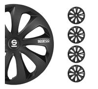 Sparco Enjoliveurs Sicilia SPC1574BKC – 15 pouces – Noir/Carbone – Set de 4 pièces – ABS