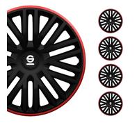 Sparco Enjoliveurs Bergamo 15 pouces Noir/Rouge - Set de 4 pièces