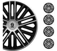 Sparco Enjoliveurs Bergamo - 16-pouces - Noir/Argent - Set de 4 pièces