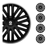 Sparco Enjoliveurs Bergamo SPC1685BKGR 16 pouces Noir/Gris ABS - Jeu 4 pièces