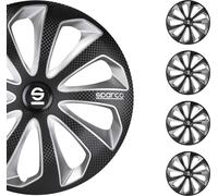 Sparco Enjoliveurs 16 pouces Sicilia noir carbone argent 4pcs