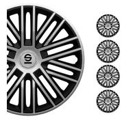 4 Enjoliveurs Argent/noir Sparco Bergamo 16 Pouces