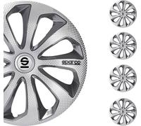 Sparco enjoliveurs de roue 14 pouces Sicilia argent carbone gris 4pcs