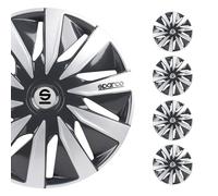 SPARCO Jeu Enjoliveurs de Roues 16 Pouces en ABS Gris Argenté 4 piéces