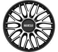 SPARCO Enjoliveurs Roma Bicolore, Set de 4, Argent/Noir, 15