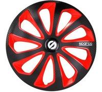 Sparco Enjoliveurs Sicilia 16 pouces ABS noir / rouge lot de 4 Rood G