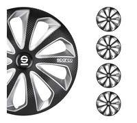 Sparco Enjoliveurs 16 pouces Sicilia noir carbone argent 4pcs