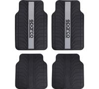 Sparco Jeu de 4 tapis Corsa SPC1913GR 100% latex noirs, bande grise