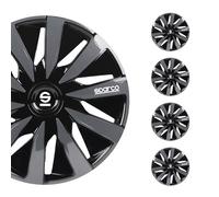 Sparco Ensemble de 4 Couvre-Roues de Voiture Lazio 15 Pouces SPC1591BKGR Noir Gris