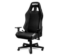 SPARCO Fauteuil de Bureau Coach, revêtement Noir avec surpiqûres argentées, Ergonomique, Design Racing
