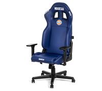 SPARCO Fauteuil de Bureau Icon Gulf Racing Bleu/Orange, Ergonomique, Design Racing inspiré du Monde du Sport Automobile