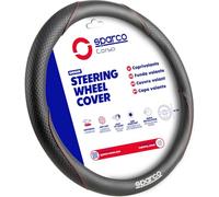 Sparco Housse de Volant Origin - Noir/Rouge - Logo en TPU - Universel, antidérapant et Durable - Design Racing Sport