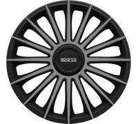 SPARCO Jeu de 4 enjoliveurs 14" Pouces Treviso enjoliveurs de Roue de Voiture SPC1493BKGR Noir Gris