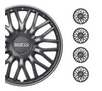 SPARCO Jeu Enjoliveurs de Roues 14 Pouces Noir Gris en ABS 4 pcs