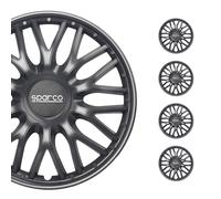 SPARCO Jeu Enjoliveurs de Roues 14 Pouces Noir Gris en ABS 4 pcs