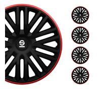 SPARCO Jeu Enjoliveurs de Roues 14 Pouces Rouge & Noir 4Pcs