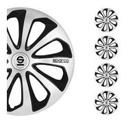 SPARCO Jeu Enjoliveurs de Roues 15 Pouces Argenté Carbone Noir