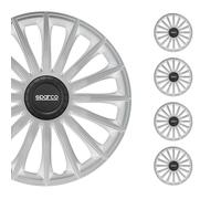 SPARCO Jeu Enjoliveurs de Roues 15 Pouces Argenté en ABS 4 piéces