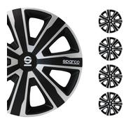 SPARCO Jeu Enjoliveurs de Roues 15 Pouces Argenté Noir ABS 4 piéces