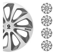 SPARCO Jeu Enjoliveurs de Roues 15 Pouces en ABS Argenté Gris 4 piéces