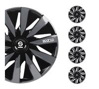SPARCO Jeu Enjoliveurs de Roues 15 Pouces en ABS Noir Gris 4 piéces
