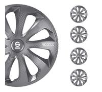 SPARCO Jeu Enjoliveurs de Roues 15 Pouces Gris Carbone en ABS 4 piéces