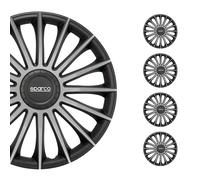 SPARCO Lot de 4 Enjoliveurs Treviso 15'' - Noir et Gris argenté