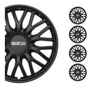 SPARCO Jeu Enjoliveurs de Roues 15 Pouces Noir en ABS 4 piéces