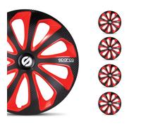 Sparco Enjoliveurs Sicilia - 15-pouces - Noir/Rouge/Carbone - Set de 4 pièces