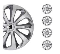 SPARCO Jeu Enjoliveurs de Roues 16 Pouces Argenté Gris Carbone 4pcs