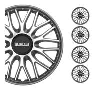 SPARCO Jeu Enjoliveurs de Roues 16 Pouces Argenté Gris en ABS 4 piéces
