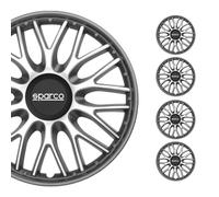 SPARCO Jeu Enjoliveurs de Roues 16 Pouces Argenté Gris en ABS 4 piéces