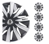 SPARCO Jeu Enjoliveurs de Roues 16 Pouces en ABS Gris Argenté 4 piéces