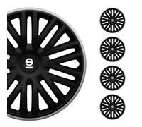 SPARCO Jeu Enjoliveurs de Roues 16 Pouces Gris Noir en ABS 4 piéces
