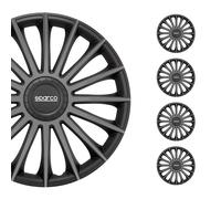 SPARCO Jeu Enjoliveurs de Roues 16 Pouces Noir Gris en ABS 4 piéces