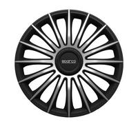 SPARCO Lot de 4 Enjoliveurs Treviso 16'' - Noir et Gris argenté