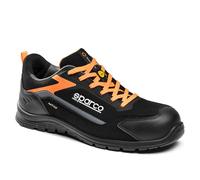 SPARCO - Nitro ESD S3L SR FO - Chaussures de sécurité de Course Unisexe - Chaussures de Travail imperméables - Embout Composite - Semelle antidérapante - Respirant, Gris foncé Jaune Fluo, 45 EU