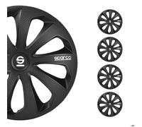 SPARCO OMAC Jeu 4 enjoliveurs 16"" noir carbone en ABS - 2 avant + 2 arrière, anticorrosion