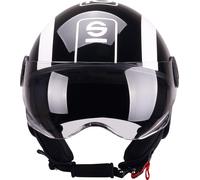 Sparco Riders Sp601 Moto Scooter Homologué ECE 22.06, Casque Demi-Jet avec Visière Anti-Rayures et Déclenchement Micrométrique Mixte, Noir/Blanc, L