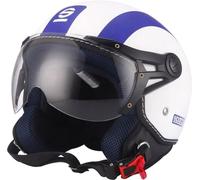 Sparco Riders Demi Jet 69386 Casque de moto, blanc/bleu mat, XS