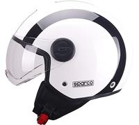 Sparco Riders SP601 Casque Moto Demi-Jet, Casque Scooter Homologué ECE 22.06, Casque Demi-Jet avec Visière Anti-Rayures et Déclenchement Micrométrique, Blanc/Noir, XL