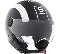 Sparco Riders Sp601 Moto Scooter Homologué ECE 22.06, Casque Demi-Jet avec Visière Anti-Rayures et Déclenchement Micrométrique Mixte, Noir/Blanc, XL