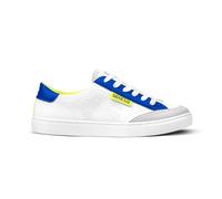 Sparco - S-Time Sneakers Unisex Smart Casual - Chaussures de Loisirs - Tige en Cuir synthétique - Confort - Semelle en Caoutchouc - Chaussures à la Mode - Blanc/Bleu Clair/Jaune Fluo - EU 41