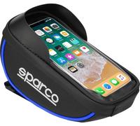 SPARCO Sac de vélo en Microfibre imperméable Bleu pour téléphone Portable avec écran Tactile et Double Fermeture éclair