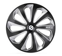 SPARCO Enjoliveurs Cap De Roue Jeu Enjoliveur Auto noir/argenté carbone SPC1375BKSVC